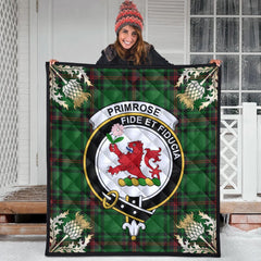 Primrose Tartan Crest Premium Quilt - Gold Thistle Style