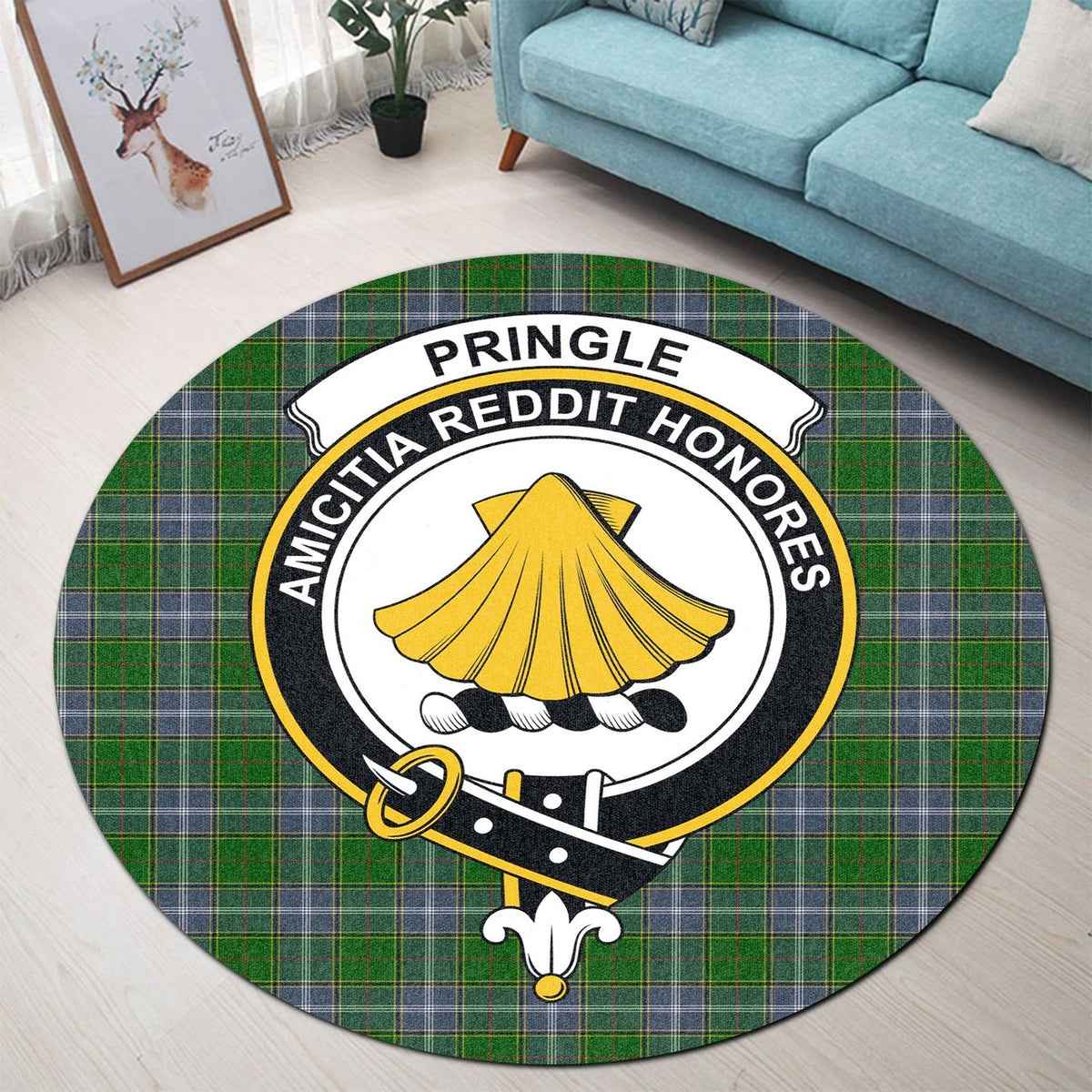 Pringle Tartan Crest Round Rug