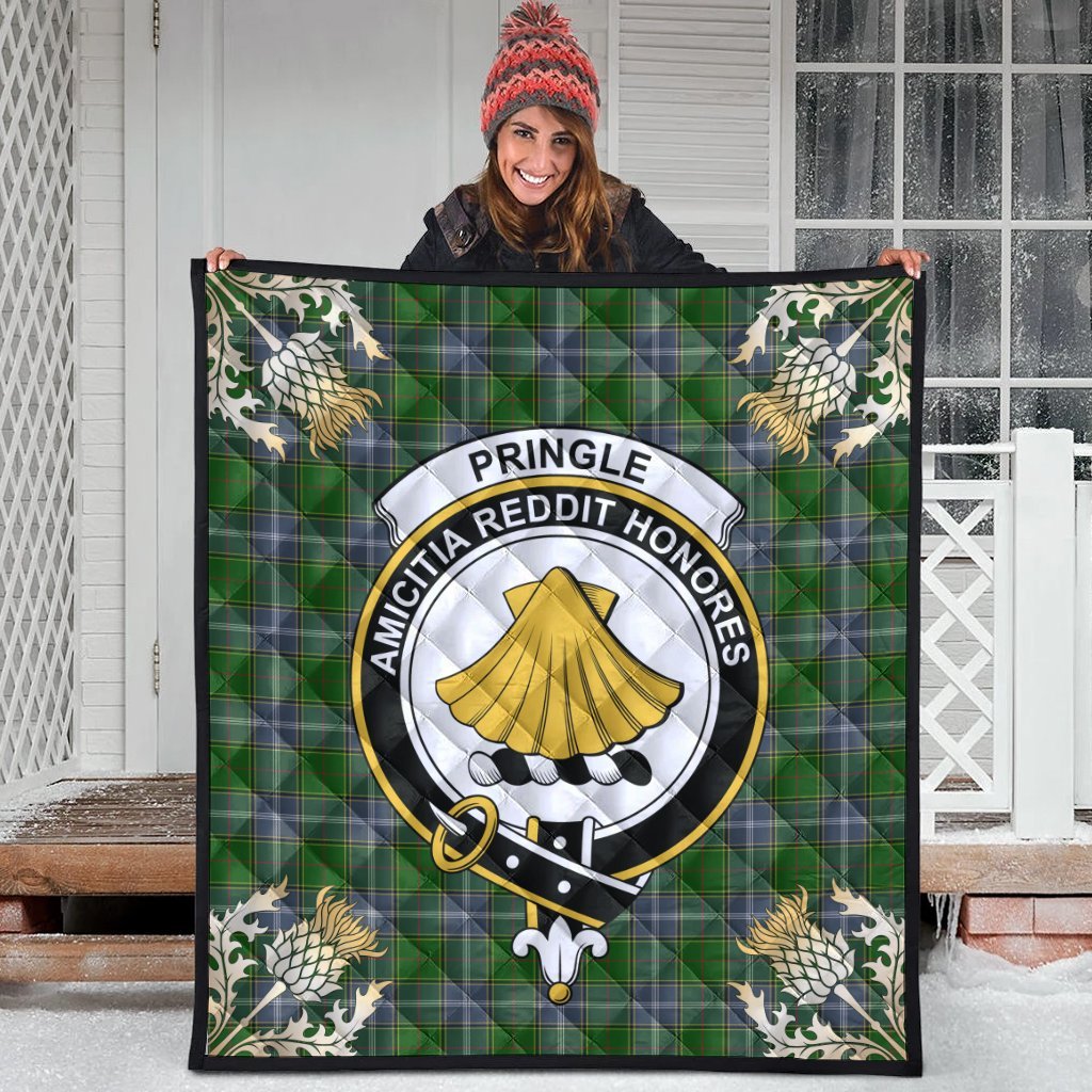 Pringle Tartan Crest Premium Quilt - Gold Thistle Style