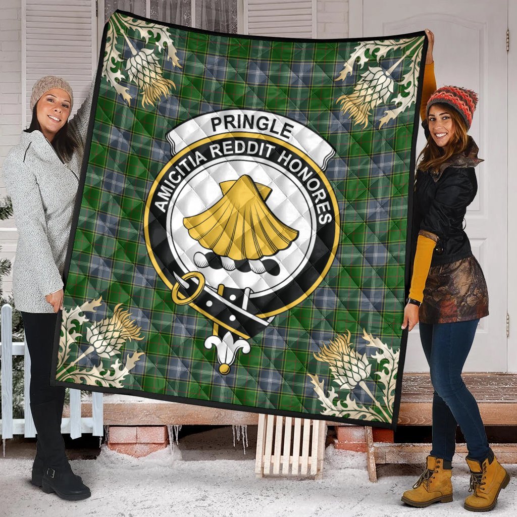 Pringle Tartan Crest Premium Quilt - Gold Thistle Style