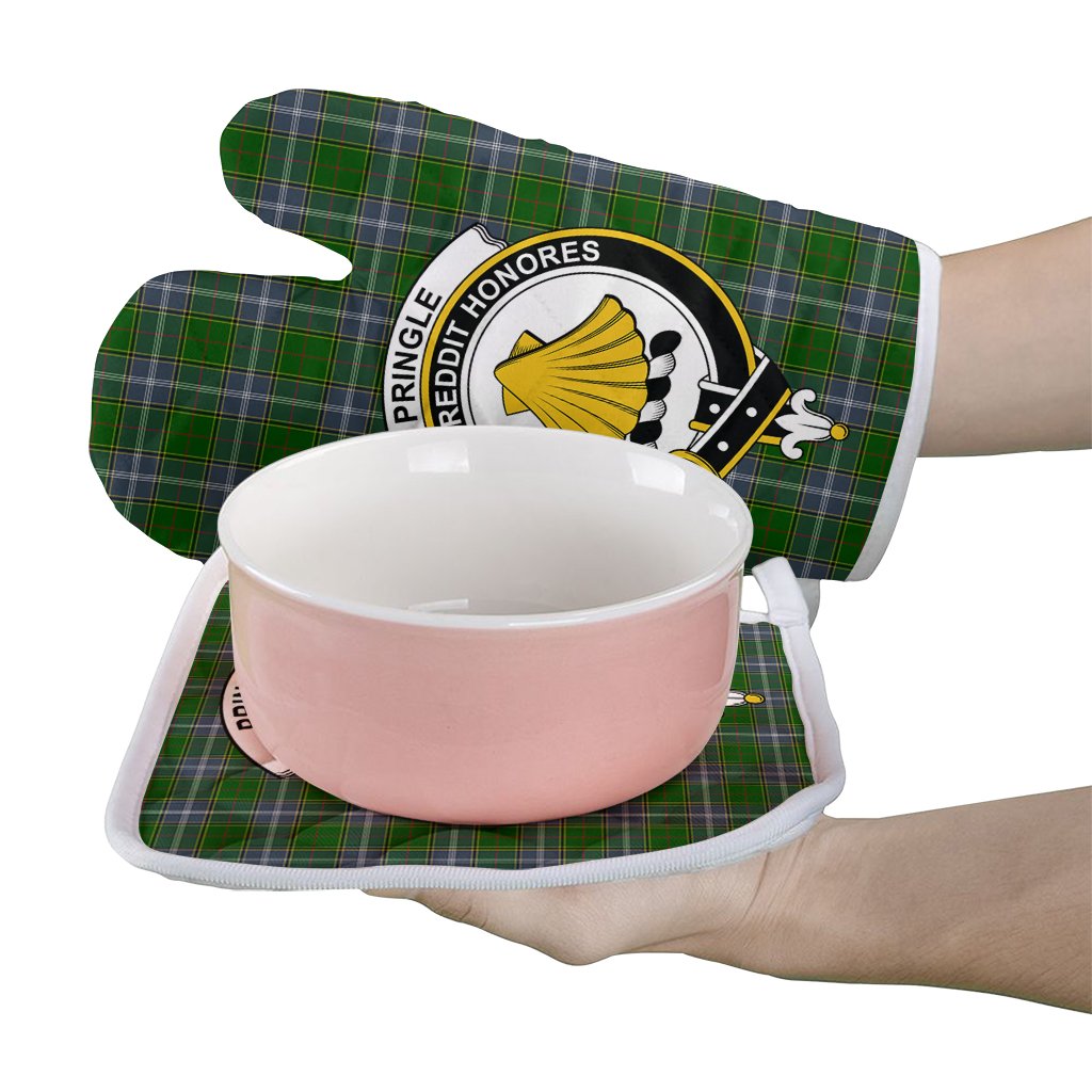 Pringle Tartan Crest Oven Mitt And Pot Holder (2 Oven Mitts + 1 Pot Holder)