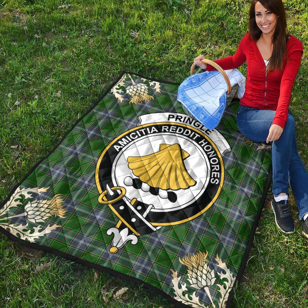 Pringle Tartan Crest Premium Quilt - Gold Thistle Style