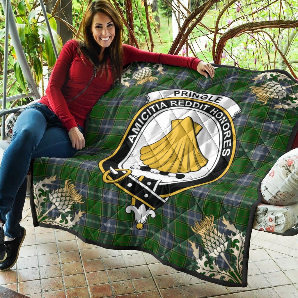 Pringle Tartan Crest Premium Quilt - Gold Thistle Style