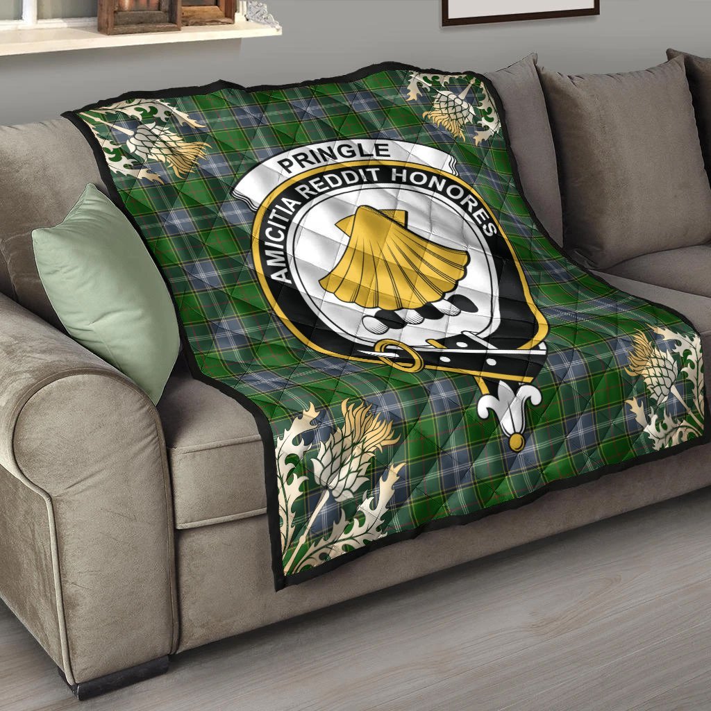 Pringle Tartan Crest Premium Quilt - Gold Thistle Style