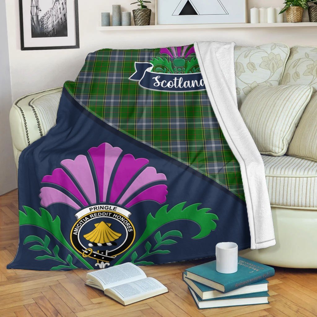 Pringle Tartan Crest Premium Blanket - Thistle Style