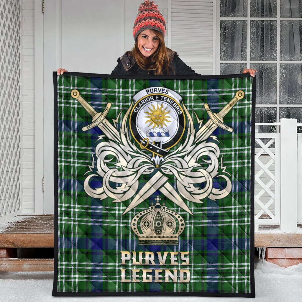 Purves Tartan Crest Legend Gold Royal Premium Quilt