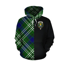 Purves Tartan Hoodie Half of Me - Cross Style