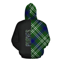 Purves Tartan Hoodie Half of Me - Cross Style