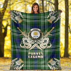 Purves Tartan Gold Courage Symbol Blanket