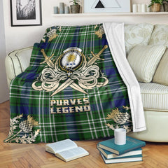 Purves Tartan Gold Courage Symbol Blanket