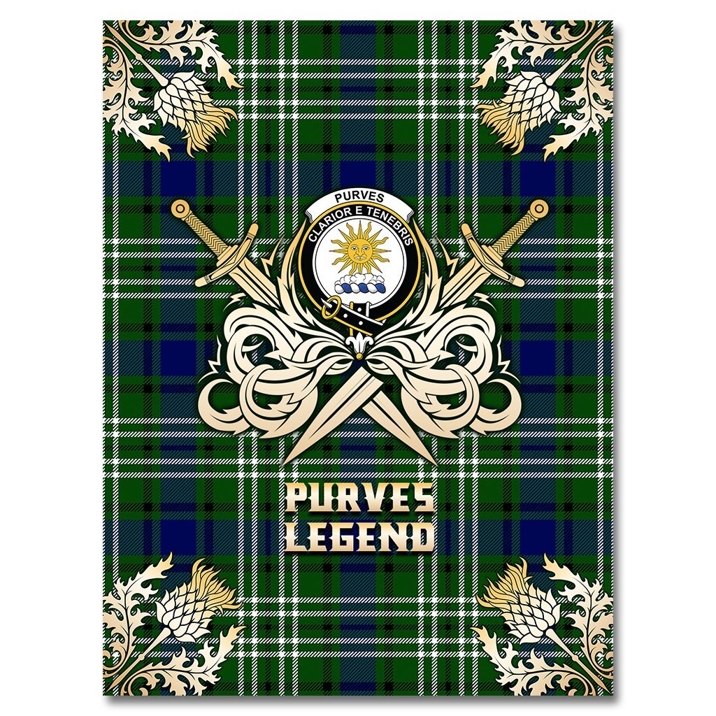 Purves Tartan Gold Courage Symbol Blanket