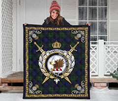 Bannatyne Tartan Crest Premium Quilt - Celtic Thistle Style