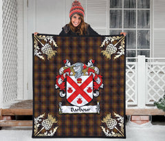 Barbour Tartan Crest Premium Quilt - Gold Thistle Style