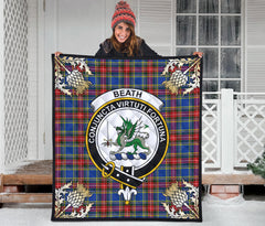 Beath Modern Tartan Crest Premium Quilt - Gold Thistle Style