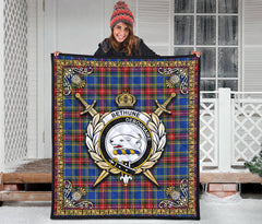 Bethune Modern Tartan Crest Premium Quilt - Celtic Thistle Style