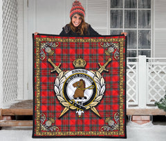 Binning (of Wallifoord) Tartan Crest Premium Quilt - Celtic Thistle Style