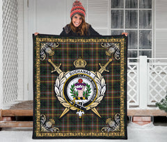 Buchanan Hunting Tartan Crest Premium Quilt - Celtic Thistle Style