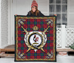 Byres Tartan Crest Premium Quilt - Celtic Thistle Style