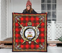 Cameron Modern Tartan Crest Premium Quilt - Celtic Thistle Style