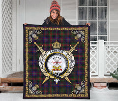 Cameron of Erracht Modern Tartan Crest Premium Quilt - Celtic Thistle Style