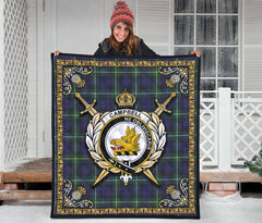 Campbell Argyll Modern Tartan Crest Premium Quilt - Celtic Thistle Style