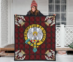 Carruthers Tartan Crest Premium Quilt - Gold Thistle Style