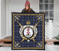 Clark Modern Tartan Crest Premium Quilt - Celtic Thistle Style