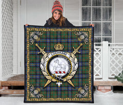 Cochrane Ancient Tartan Crest Premium Quilt - Celtic Thistle Style