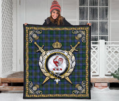 Cockburn Ancient Tartan Crest Premium Quilt - Celtic Thistle Style