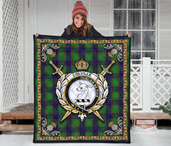 Colville Tartan Crest Premium Quilt - Celtic Thistle Style