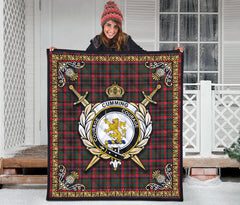 Cumming Hunting Modern Tartan Crest Premium Quilt - Celtic Thistle Style