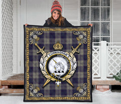 Cunningham Dress Blue Dancers Tartan Crest Premium Quilt - Celtic Thistle Style