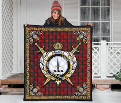 Dalzell Tartan Crest Premium Quilt - Celtic Thistle Style