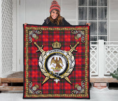 Drummond Modern Tartan Crest Premium Quilt - Celtic Thistle Style