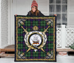 Duncan Modern Tartan Crest Premium Quilt - Celtic Thistle Style