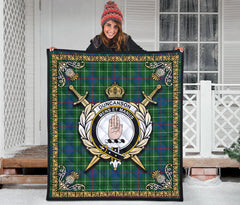 Duncanson Tartan Crest Premium Quilt - Celtic Thistle Style