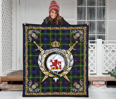 Farquharson Modern Tartan Crest Premium Quilt - Celtic Thistle Style