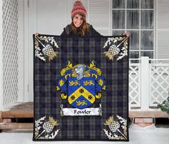 Fowler Tartan Crest Premium Quilt - Gold Thistle Style