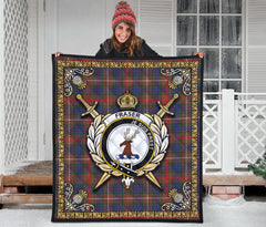 Fraser (of Lovat) Hunting Modern Tartan Crest Premium Quilt - Celtic Thistle Style