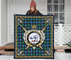 Galbraith Ancient Tartan Crest Premium Quilt - Celtic Thistle Style