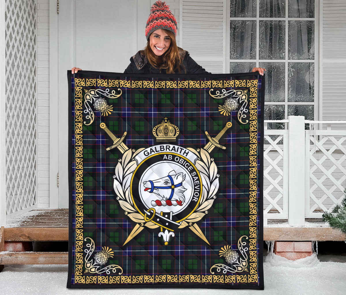 Galbraith Modern Tartan Crest Premium Quilt - Celtic Thistle Style