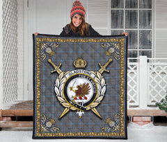 Gladstone Tartan Crest Premium Quilt - Celtic Thistle Style