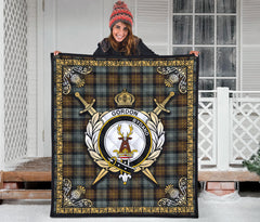 Gordon Weathered Tartan Crest Premium Quilt - Celtic Thistle Style