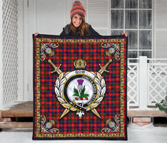 Gow (of Skeoch) Tartan Crest Premium Quilt - Celtic Thistle Style