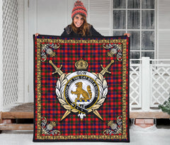 Gow (or McGouan) Tartan Crest Premium Quilt - Celtic Thistle Style