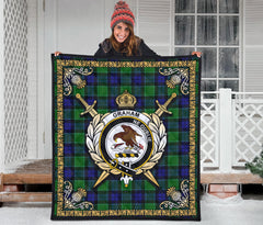 Graham of Menteith Modern Tartan Crest Premium Quilt - Celtic Thistle Style