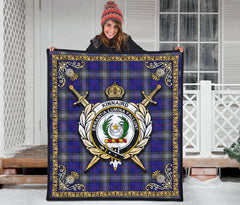 Kinnaird Tartan Crest Premium Quilt - Celtic Thistle Style