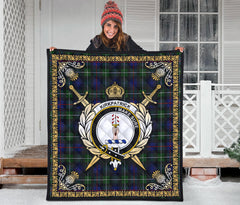 Kirkpatrick Tartan Crest Premium Quilt - Celtic Thistle Style