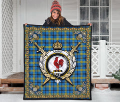 Laing Tartan Crest Premium Quilt - Celtic Thistle Style