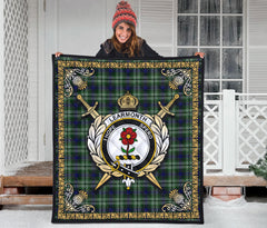 Learmonth Tartan Crest Premium Quilt - Celtic Thistle Style